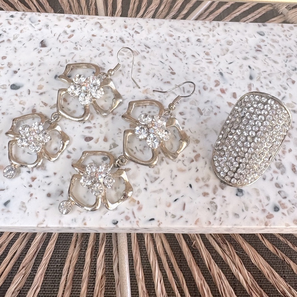 Gold Tone Rhinestone Jewelry Bundle